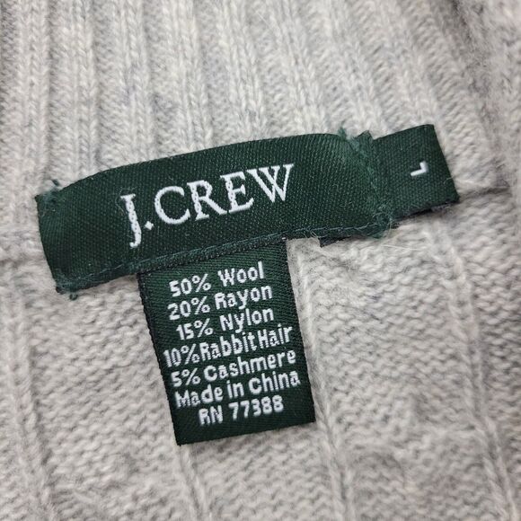 J.Crew 1/4 zip sweater mens gray wool pullover L 3362 - Picture 7 of 8